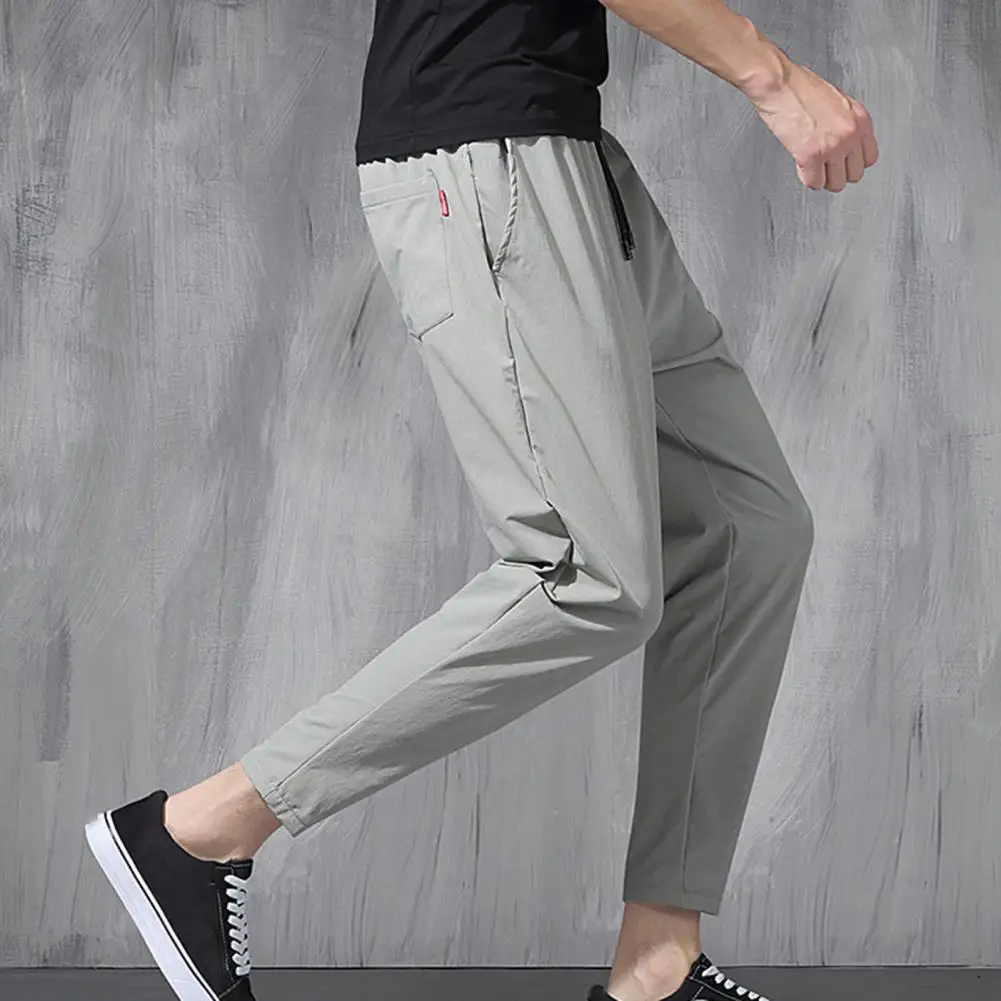 Young Style  Trendy Stretchy Waist Pencil Pants Ankle Length Pencil Pants Drawstring   Male Garment 6