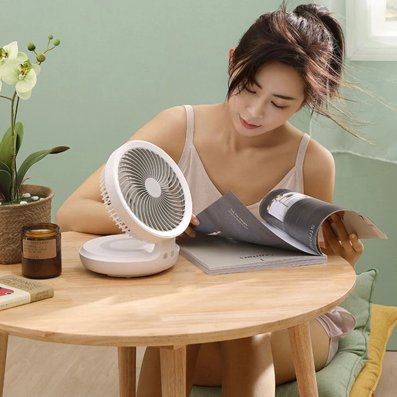 

4000mAh Desktop Fan Folding Wall-Mounted Portable Office Home Summer Camping Wireless Table Fan with Night Light Shaking Head