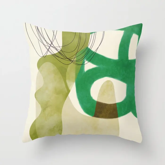 decorative Home pillow case Cushion covers 45*45 nordic 40*40 40x40cm 50x50cm Living Room Kids Geometric Abstract 45x45cm Green