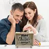 Money Saving Box Coin Saver Wooden Money Bank With Clear Window Reusable Cash Savings Case For Couples Friends Partners Children 2