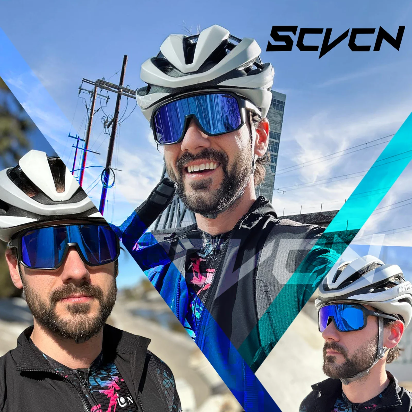 Cycling Sunglasses SCVCN Photochromic UV400 for Men Women