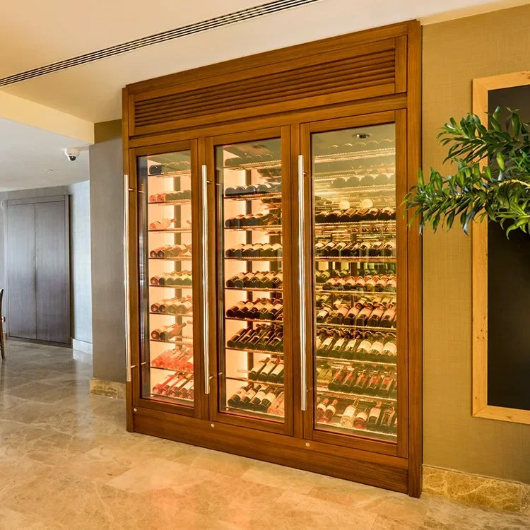 Modern Luxury Tempered Glass Constant Temperature Cooler Stainless Steel Whiskey Wine Cellar Storage Bar Display Cabinet