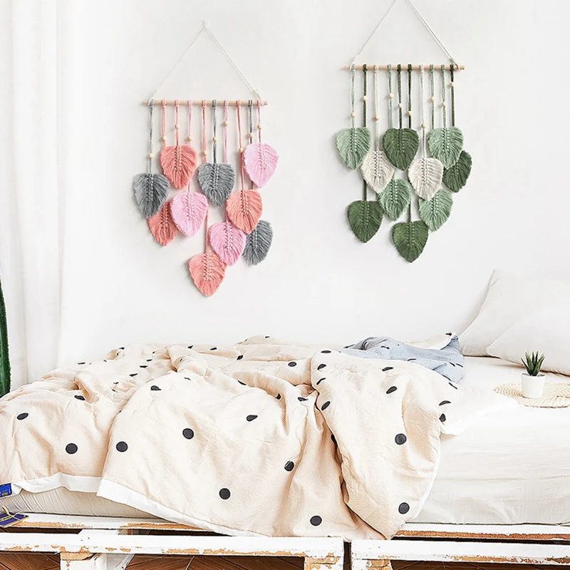 Leaf Macrame Wall Hanging Boho Room Home Decor Woven Aesthetic Wall Tapestry Home Room Wedding Decoration