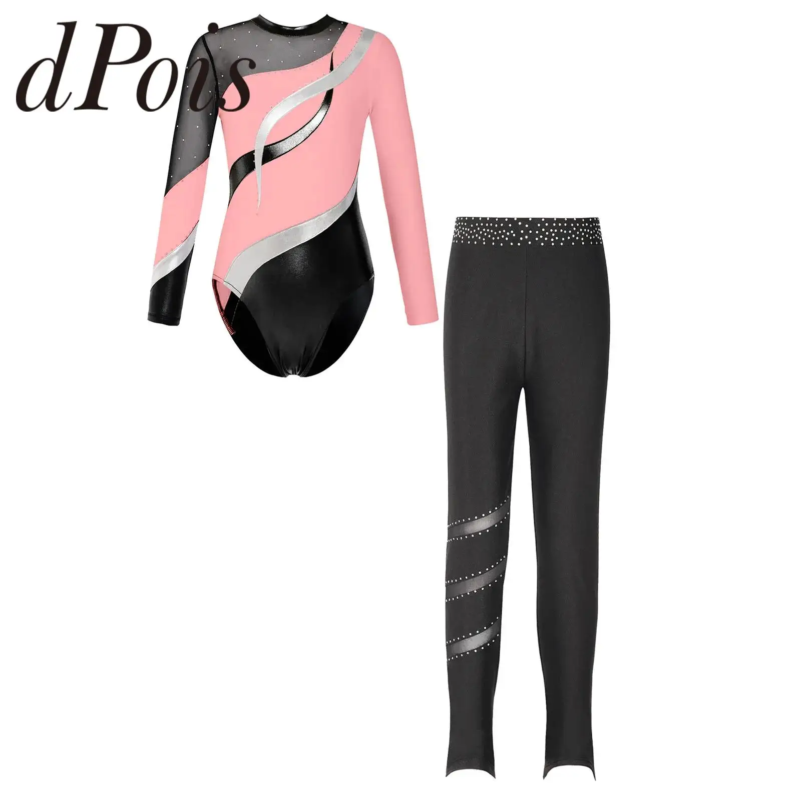 

Детский Блестящий трико с длинным рукавом для девочек