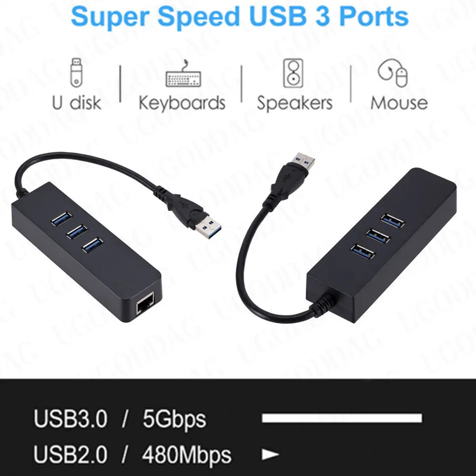 Adaptador Ethernet Portas Usb 3.0 Hub Usb para Rj45 Lan Placa de Rede para Macbook Mac Desktop Usb3.0 10 100mbps - Imagem 6