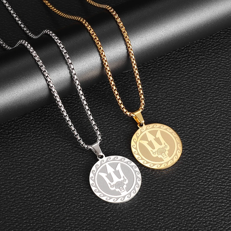 

Exquisite Stainless Steel Popular Poseidon Trident Pendant Necklace for Men and Women Trendy Jewelry