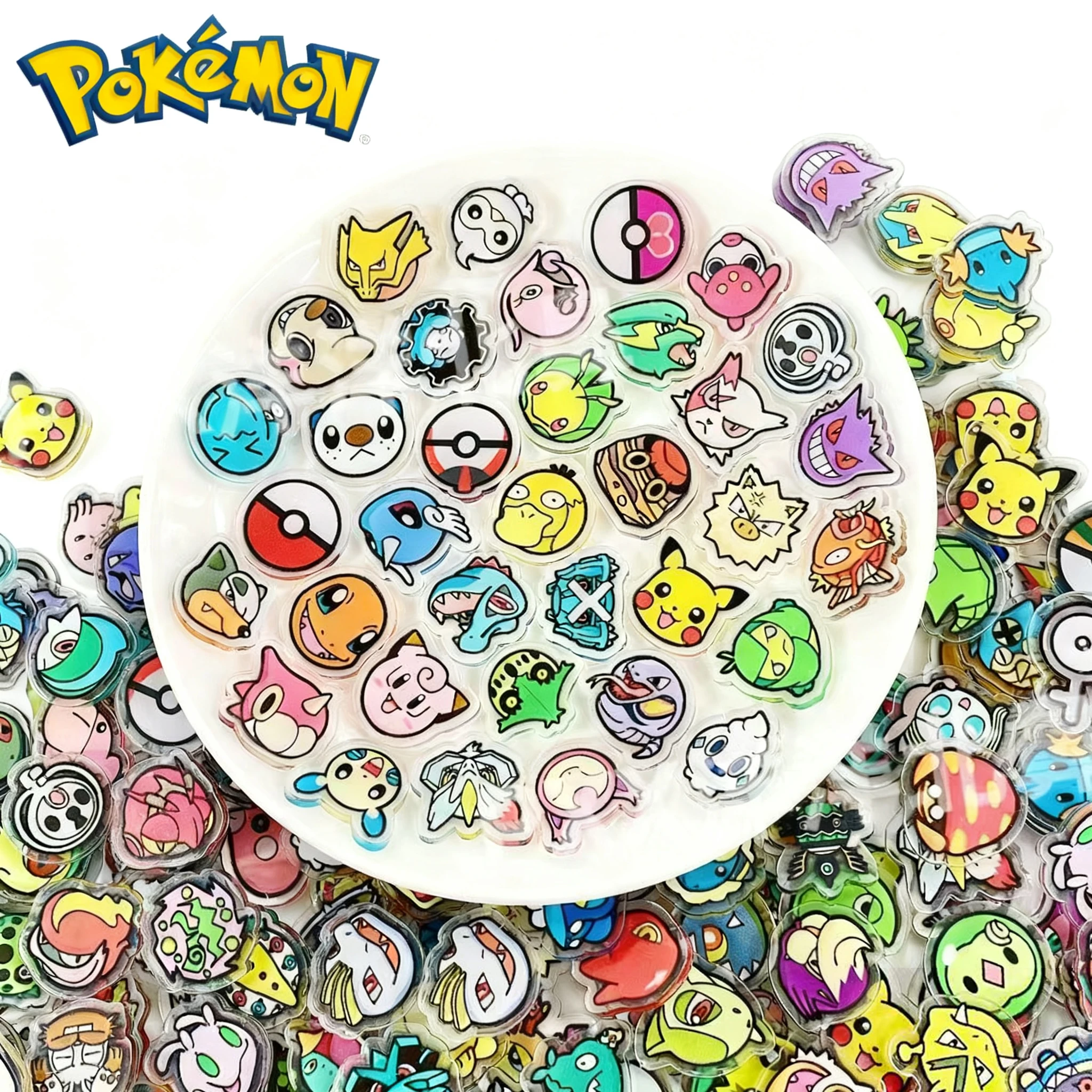 50 Stück Pocket Monsters Anime Kawaii Doppelstöckige Acrylplatte 2cm PVC Desktop-Dekoration Sammlerstück Cartoon-Peripherie Geschenk
