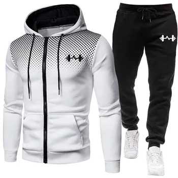 2025 New Arrival Men's Set Hoodie + Sweatpants Autumn Winter Daily Casual Sporty Jogging Suit Zipper Male Sweatshirt Outfit