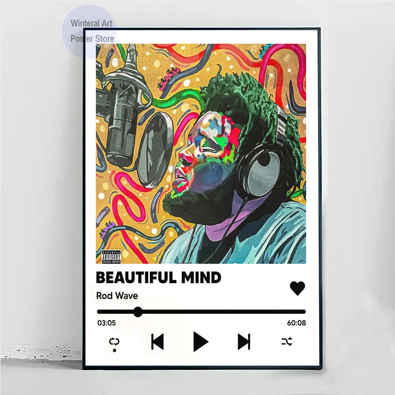 New Rod Wave Beautiful Mind Hip Hop Music Album Cover Star Wall Art