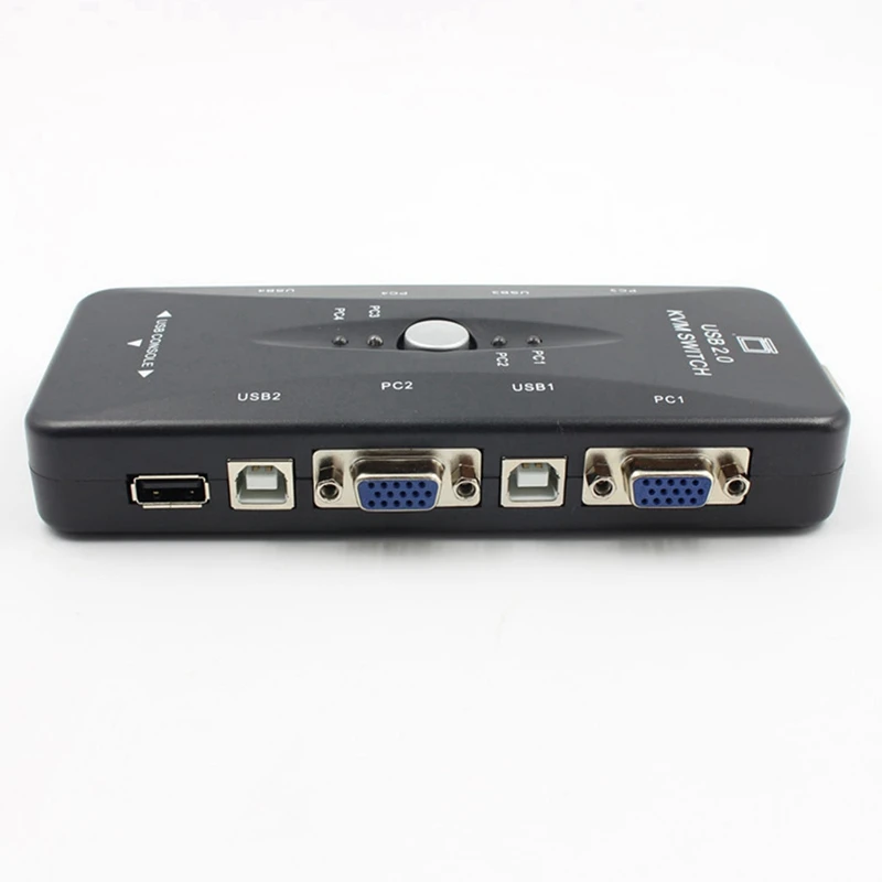 One for Four 4 Port USB 2.0 KVM Switch Box + 4 KVM Cables Keyboard Monitor VGA SVGA PC Laptop