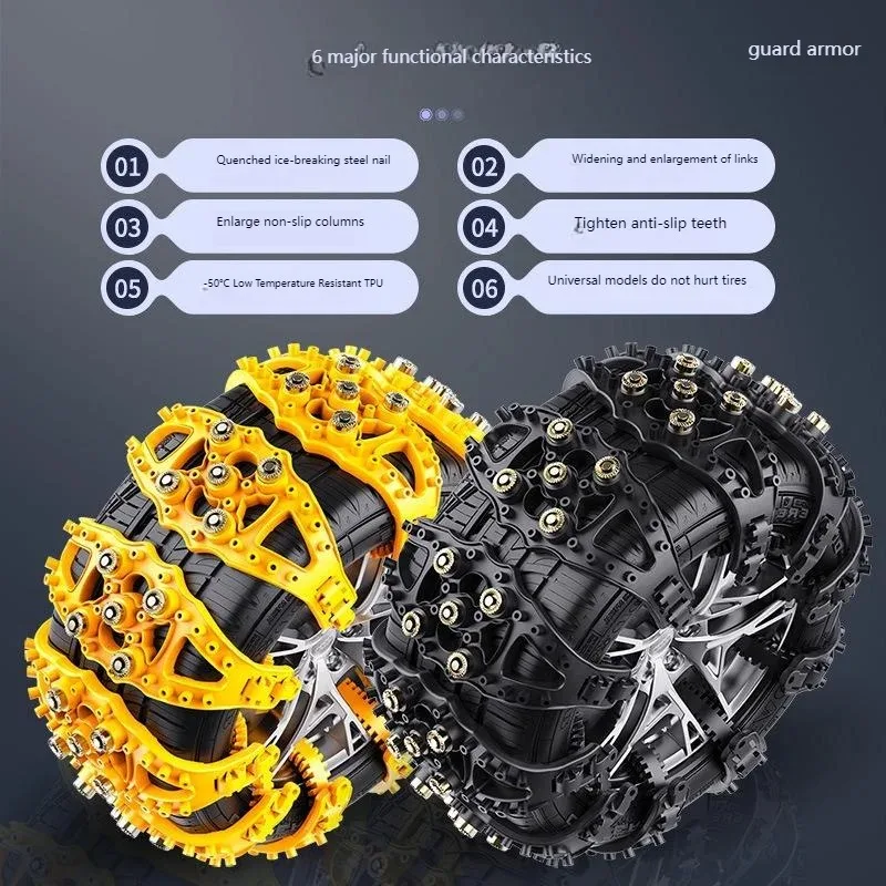 1 to 8-Pack Universal Tire Snow Chains - Heavy-Duty Steel Anti-Slip Traction for Emergency Get   Unstuck on  Ice  &  Snow