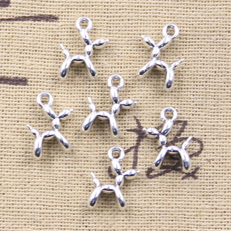 수제 티베트 쥬얼리 만들기 참 풍선 개, 앤티크 실버 컬러 펜던트, DIY 공예, 13x12x4mm, 30 개
