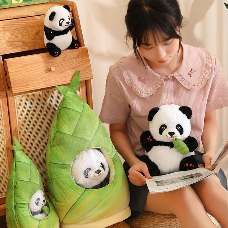 

Creative Funny Bamboo Panda Plush, A Bamboo Shoot Backpack And A Panda Doll, Cute Plush Animal Theme Party Is Very Suitable