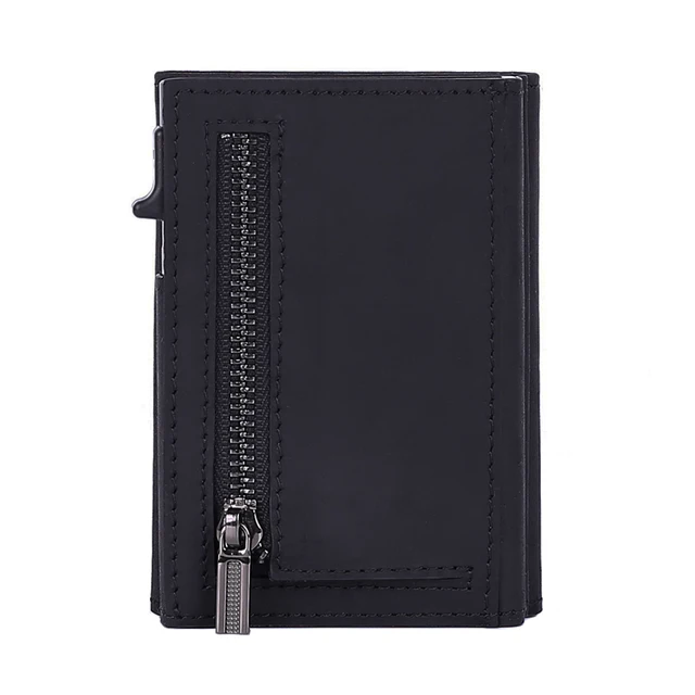 Portafoglio Uomo Slim Con Protezione RFID – Automatico Pop-up Con Portamonete Zip