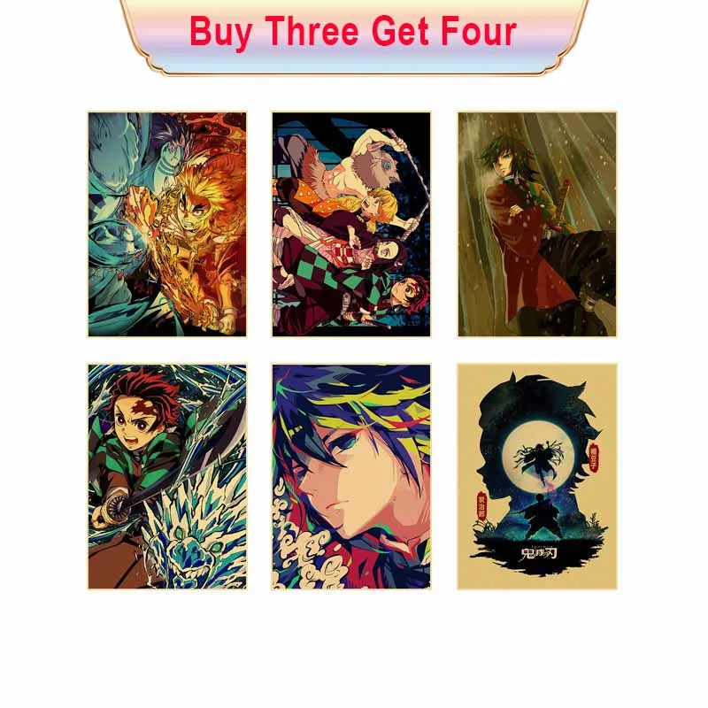 Em promoção! Japão Filme De Anime Cartazes Demon Slayer Tanjirou Inosuke  Quadrinhos Crianças Quarto Pintura De Decoração De Casa De Lona Da Pintura  A Arte De Parede Hd