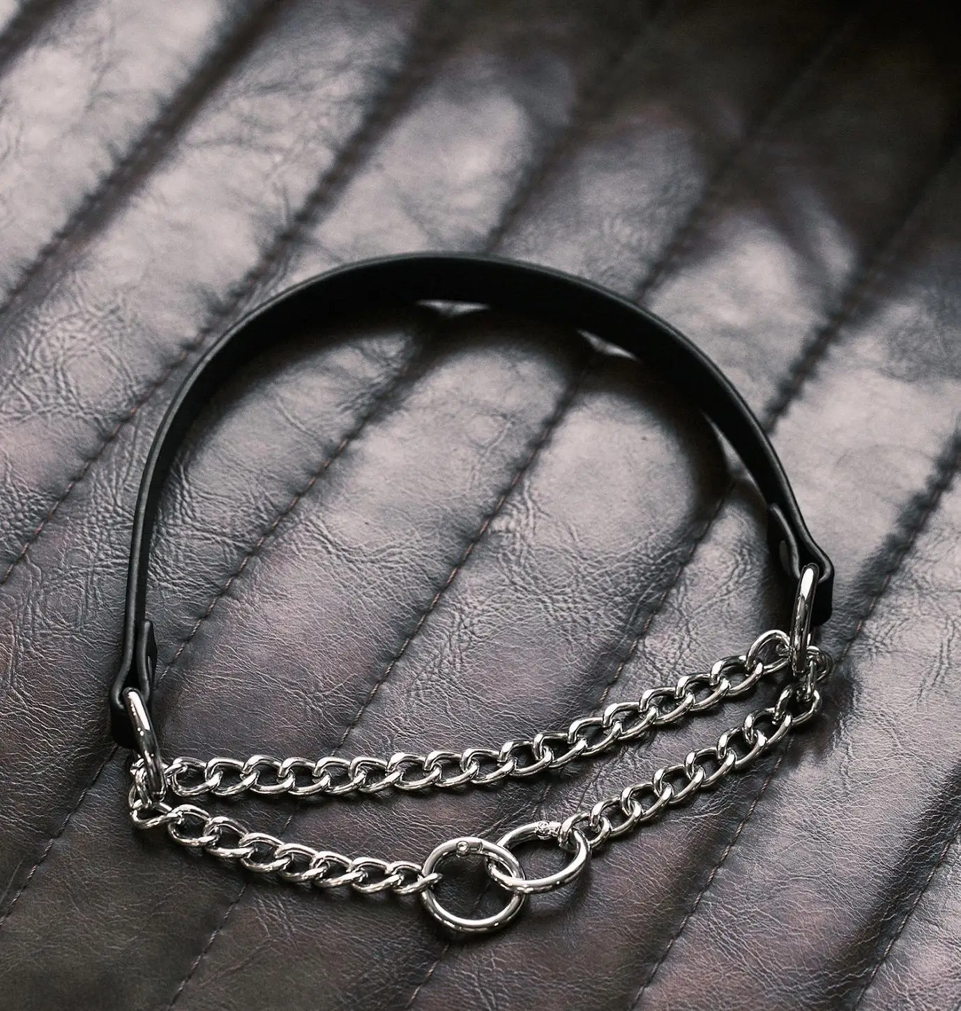 Genuine Leather Choker With Handle For Couples Neck Restraint_voghion.com