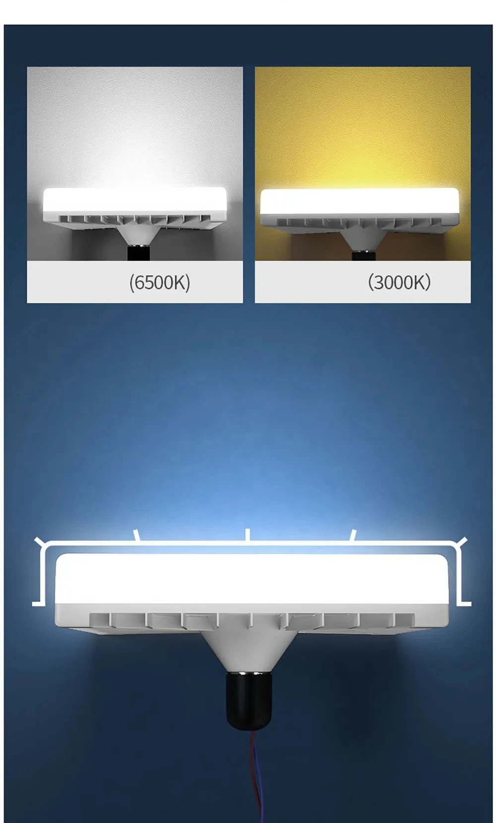 LED Bulb E27 Base 180-265V Square Ceiling Lamp Indoor Lighting 30W 40W 50W Light Bulb Cold White Energy Saving Lamp Garage Light