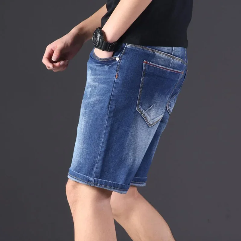 

large size men's denim shorts oversized men's elastic waist knee length summer loose shorts men plus size XL 9XL 8XL 7XL 6XL