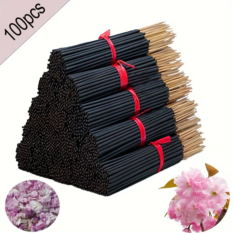 Japanese Cherry Blossom Incense Sticks 100 Sticks Long Burn Extended to 12.7 Inches 1 Bundle