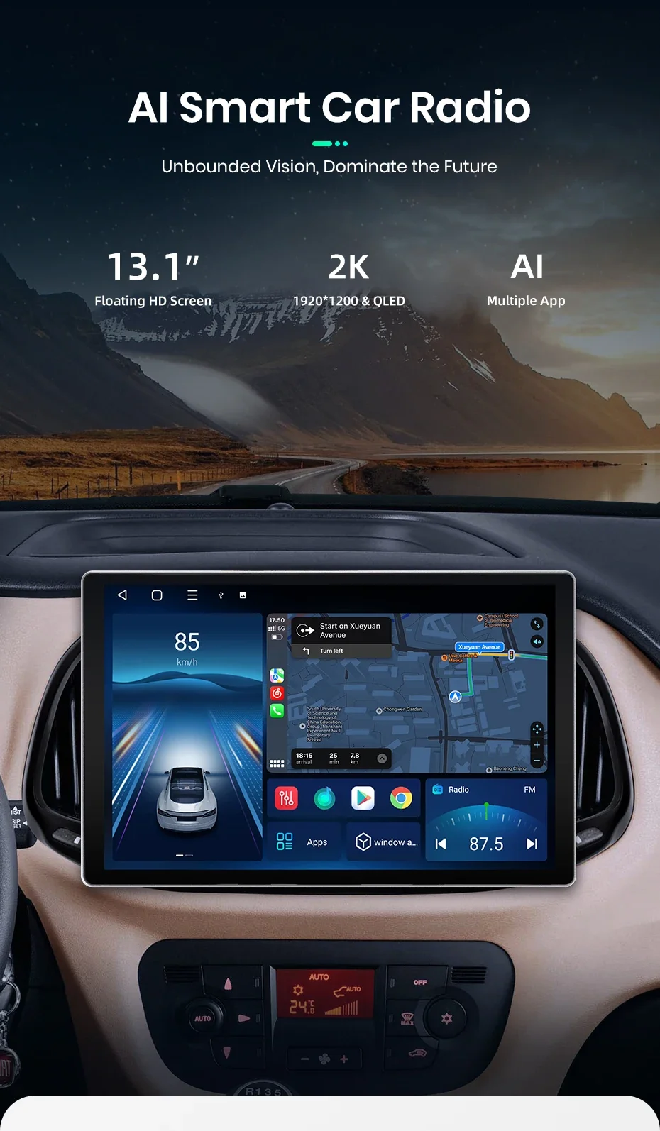 Junsun x7 Serie 13.1 "2k ai Stimme drahtloses Carplay Android Auto Autoradio für Fiat Doblo 2015-2019 Multimedia Autoradio – Detail 1
