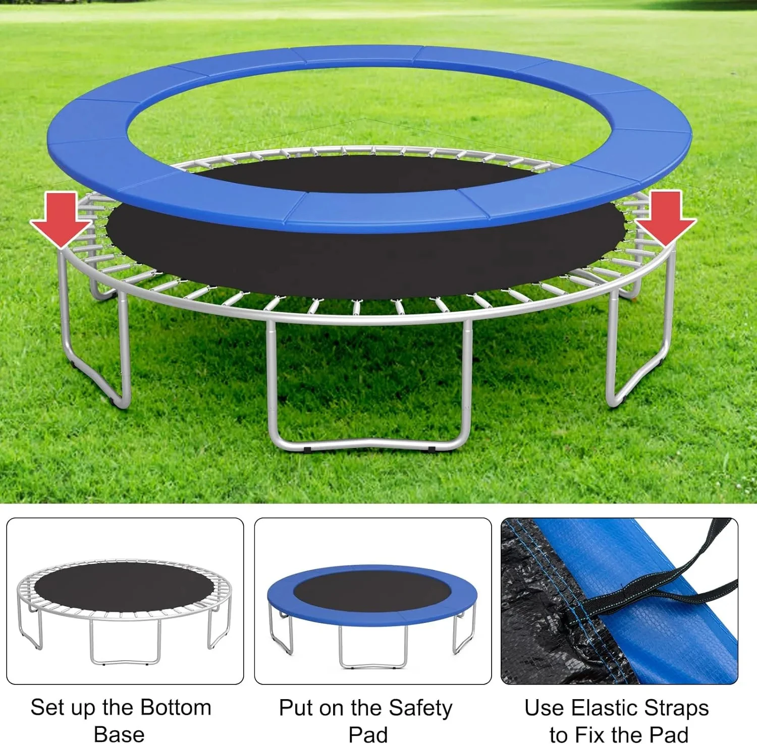 Trampoline Safety Pad 8Ft Round Trampoline Spring Padding Surround Spring Foam Cover Waterproof Replacement Pad
