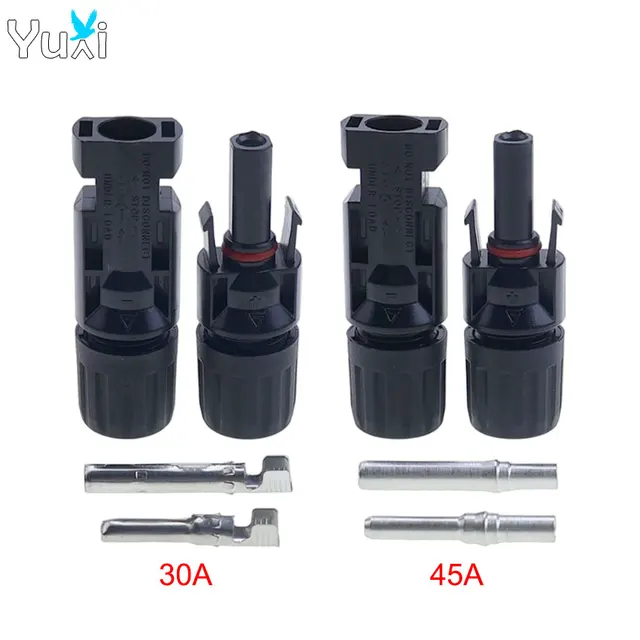 Connecteurs solaires photovoltaïques YuXi 1/2 Sets 1000V 30A 45A, mâle et femelle, pour panneaux solaires MC-4, étanches, pour modules PV 1