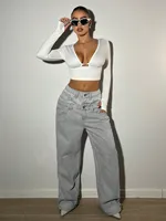 Lisa V-neck Hollow Long Sleeve Top 4