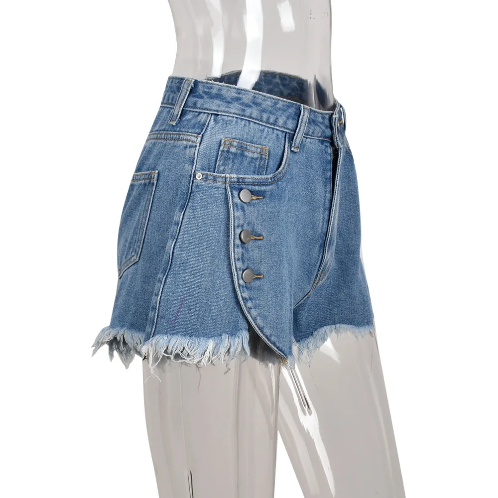 BKLD Women Clothing Denim Shorts 2022 Summer New Sexy Slim Tassel Buttons Split Jean Shorts Harajuku Streetwear Hot Shorts Girls