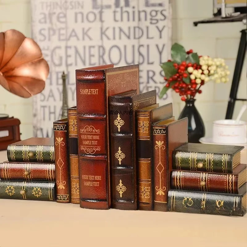 Vintage Faux Bookends Decorative Home Office Storage Organizer Box Home Organization and Storage