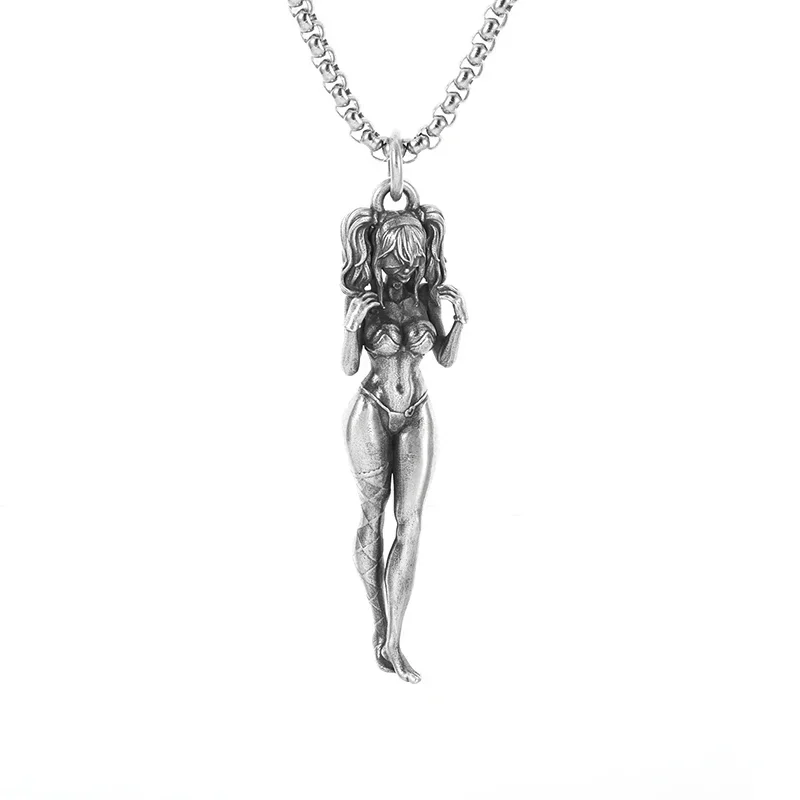 Collana con ciondolo testa di teschio ossa croce gotica scheletro punk moda r