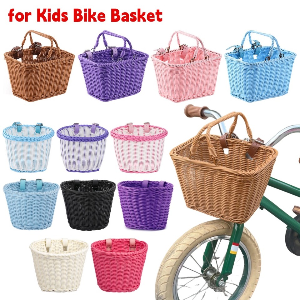 Kids Bike Basket Cycling Handlebar Pouch Bicycle Wicker Baskets Child Scooter Front Storage Basket Children Bike Carrier Bags