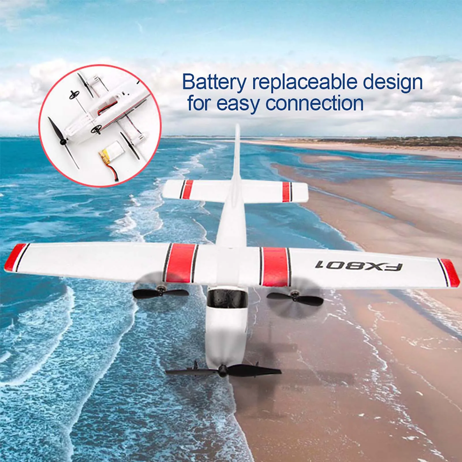 Fx801 2ch Rc Glider Airplane Epp Electric Diy Fixed Wing Aircraft_voghion.com