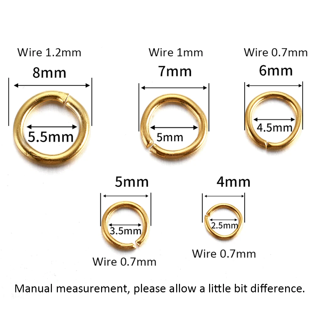 100-200pcs 4-10mm 스테인레스 스틸 분할 반지 오픈 점프 링 커넥터 쥬얼리 만들기 DIY 구성 요소 결과