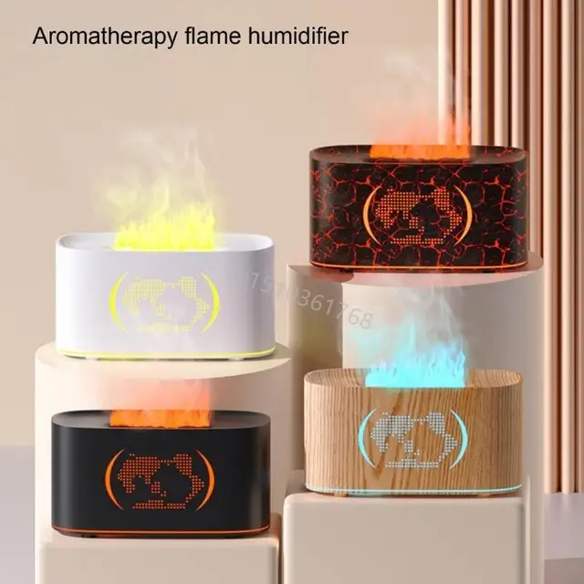 Quiet Operation 160ml Aromas Diffuser with Simulated Flame Desktop Humidifier 517C 2