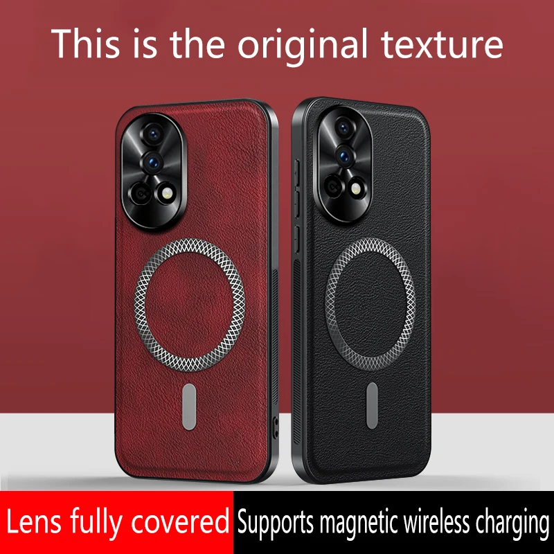 Premium PU Leather Shockproof Phone Case with Magnetic Ring & Lens Protection