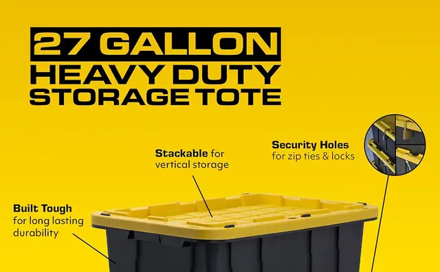 Heavy Duty Gallon Storage Bin HDX 27 Tough Storage Tote In Black