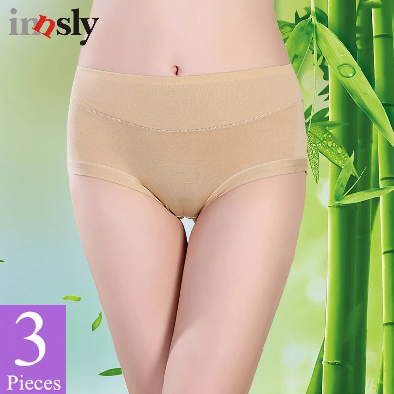 3 Pieces/Set Bamboo Fiber Women Panties Big Size Comfort Breathable Antibacterial Underwear Female Briefs 3 pieces set fashion underwear women s sexy panties ice silk seamless low rise big size female briefs solid cotton crotch