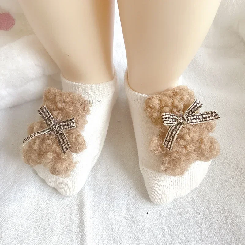 New Baby Infant Socks Cute Bear Newborn Boy Girls Short Sock Kids Toddler Soft Cotton Animal Design Children's Breathable Socken 2