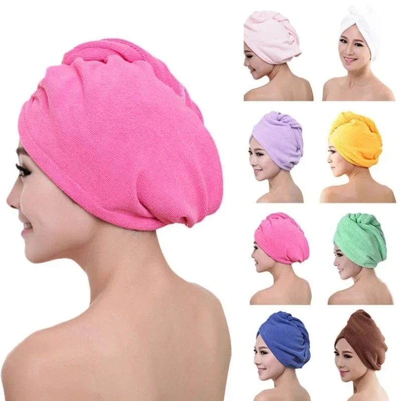 1PC Women Ultra Absorbent Quick Dry Towel Head Wrap Wringing Hair Turban Womens Super Soft Hair Drying Cap Bath Accessories