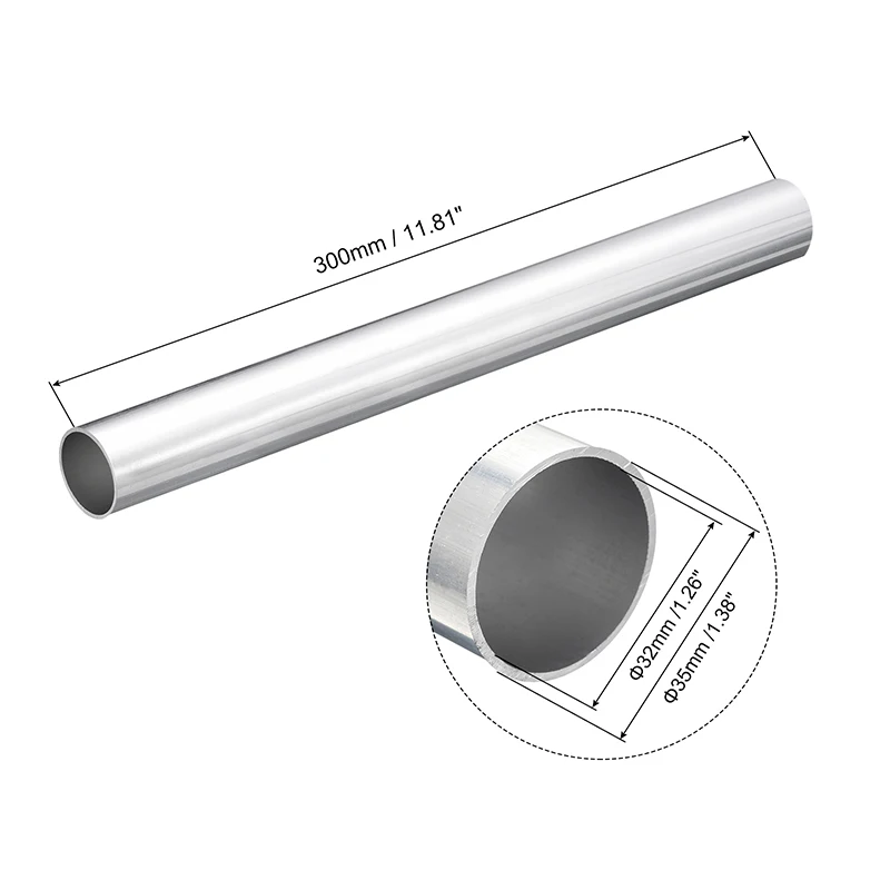 OD 32mm 35mm 38mm 40mm 6063 Aluminum Tube Pipe 300mm Length Seamless Round Pipe Tubing for Industry DIY Models Crafts Making aluminium tube