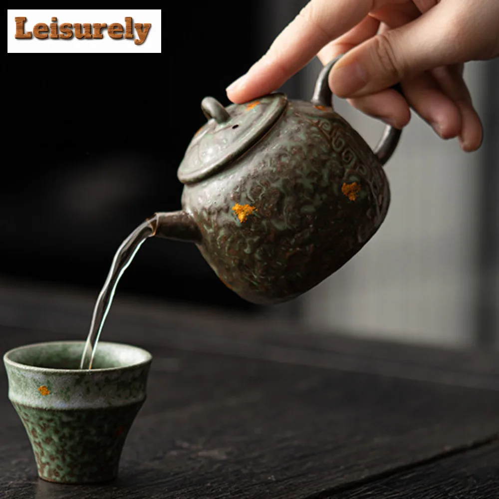 180ml Handmade Old Rock Mud Teapot Japanese Rough Pottery Pot Ancient Tea Maker Kettle Kung Fu Tea Chinese Tea Set Decoration