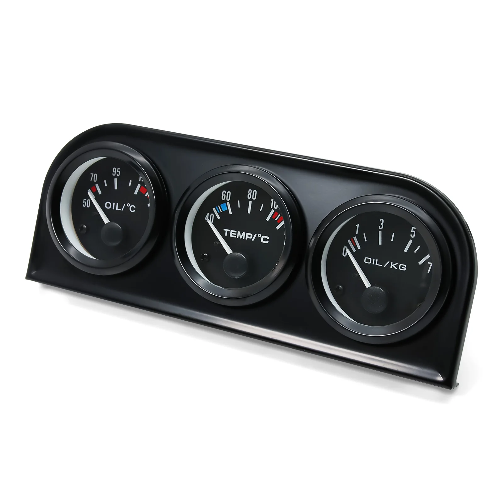 Oil Temp Oil Pressure Volt Meter 52mm 3 in 1 Car Modification Gauge Black Chrome Bezel Face with Temp Press Sensor Customized