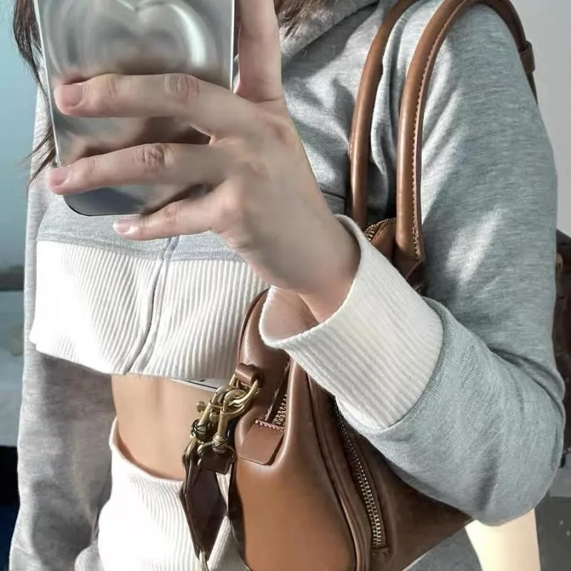 Retro Brown Sle Tote Bag Women Korean Style Leather Large Capacity Boston Pillow Bag Ladies High End Commute Shoulder Bags 2025