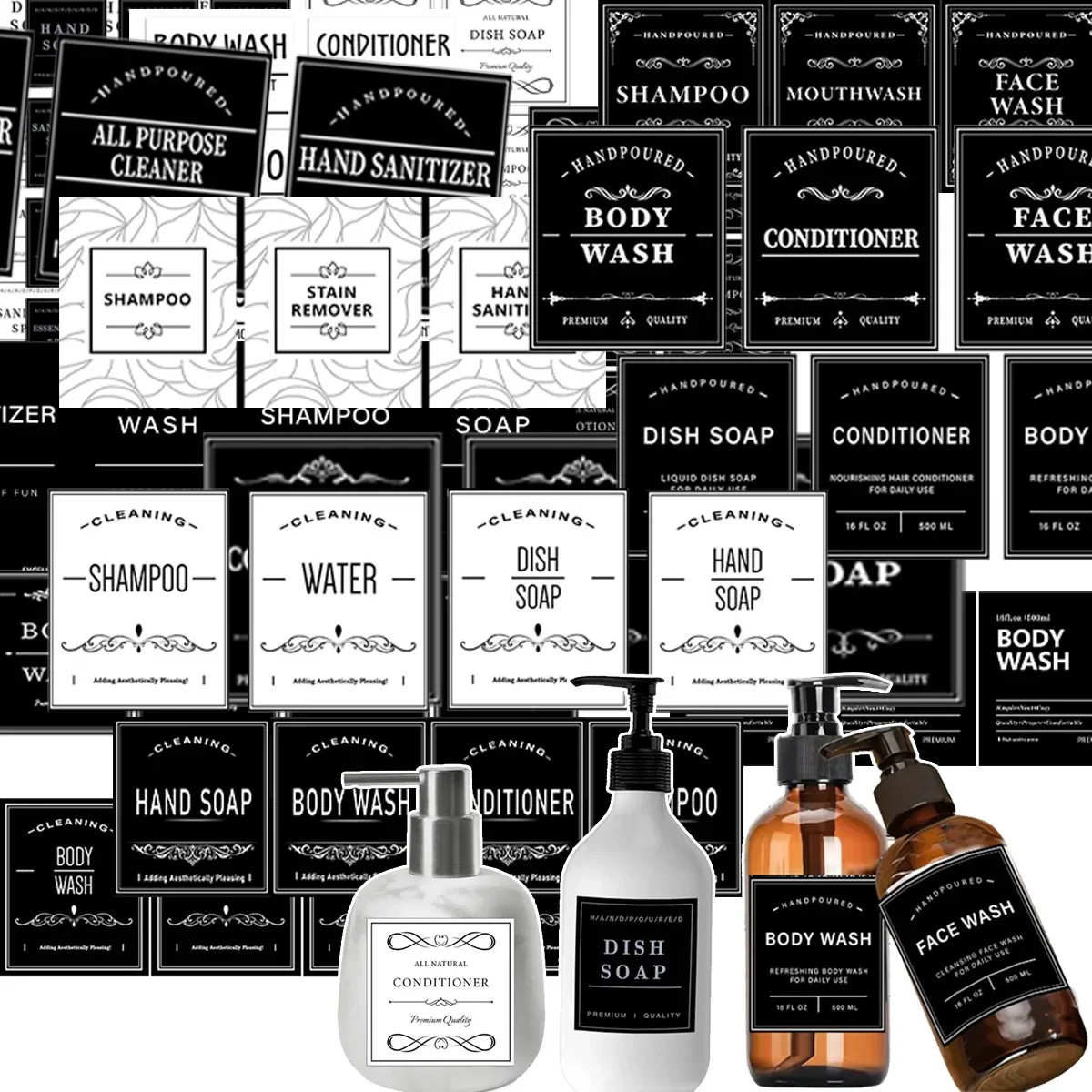 Soap Dispenser Sticker Set Bathroom Waterproof Label