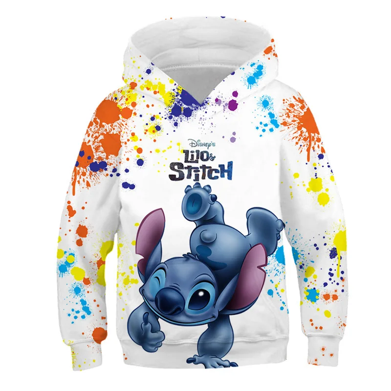 Enfant Garçon Fille Stitch 3D Impression Sweatshirt à Capuche Printemps  Automne A