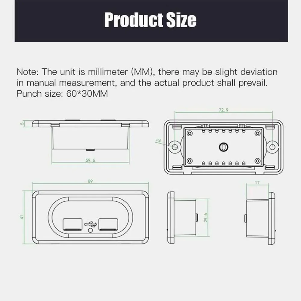 Dual USB Port 3.1A Fast Charging Socket for Vehicle and Outdoor Accessories