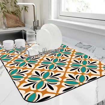 Absorbent Floral Dish Mat 1