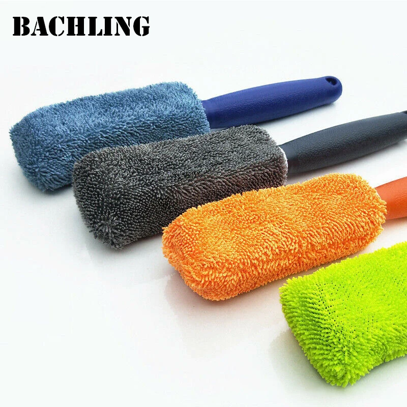 2Piece Car Wash Brush Microfiber Tire Scrubber Wheel Brush Trunk Dust Remover Car with Plastic Handle Auto Washing Cleaner Tools 2
