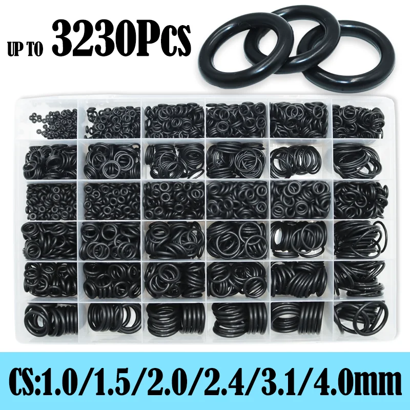 CS1.0-4.0mm Rubber O Ring Sealing Washer NBR O-ring Plumbing Gasket Car Air Condition Oil Resistant Oring Kit