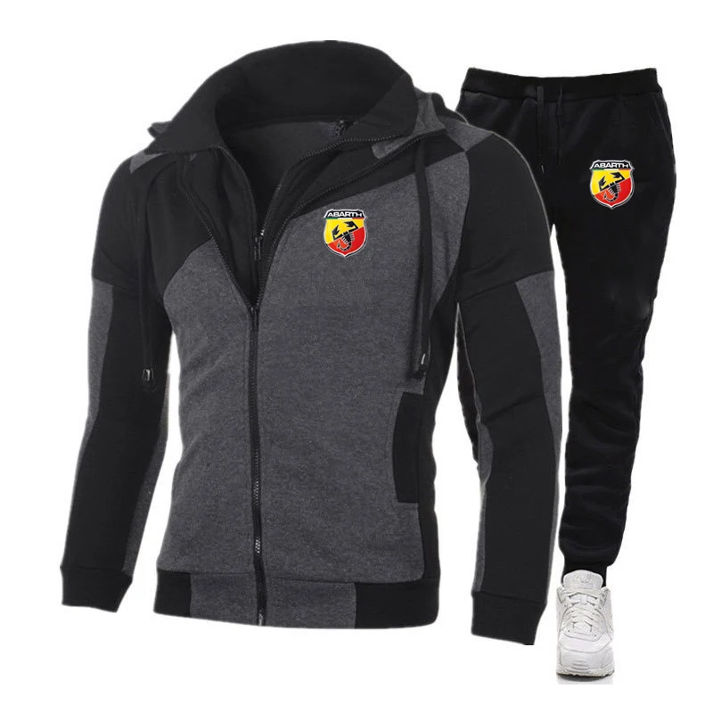 2024 Printing New Abarth Diagonal Zipper Men Spring and Autumn Fashion Hoodie Comfortable Casual Sweatshirts Pant Suit 3